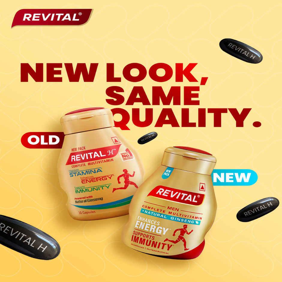 Revital Men Multivitamin with Calcium & Ginseng for Immunity, Strong Bones & Energy (30 Capsules)