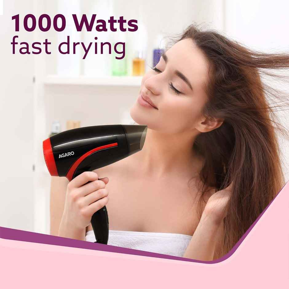 Agaro Hd1177 Hair Dryer With 1000 Watts Copper Motor 2 Speed & Temperature Settings For Men & Women