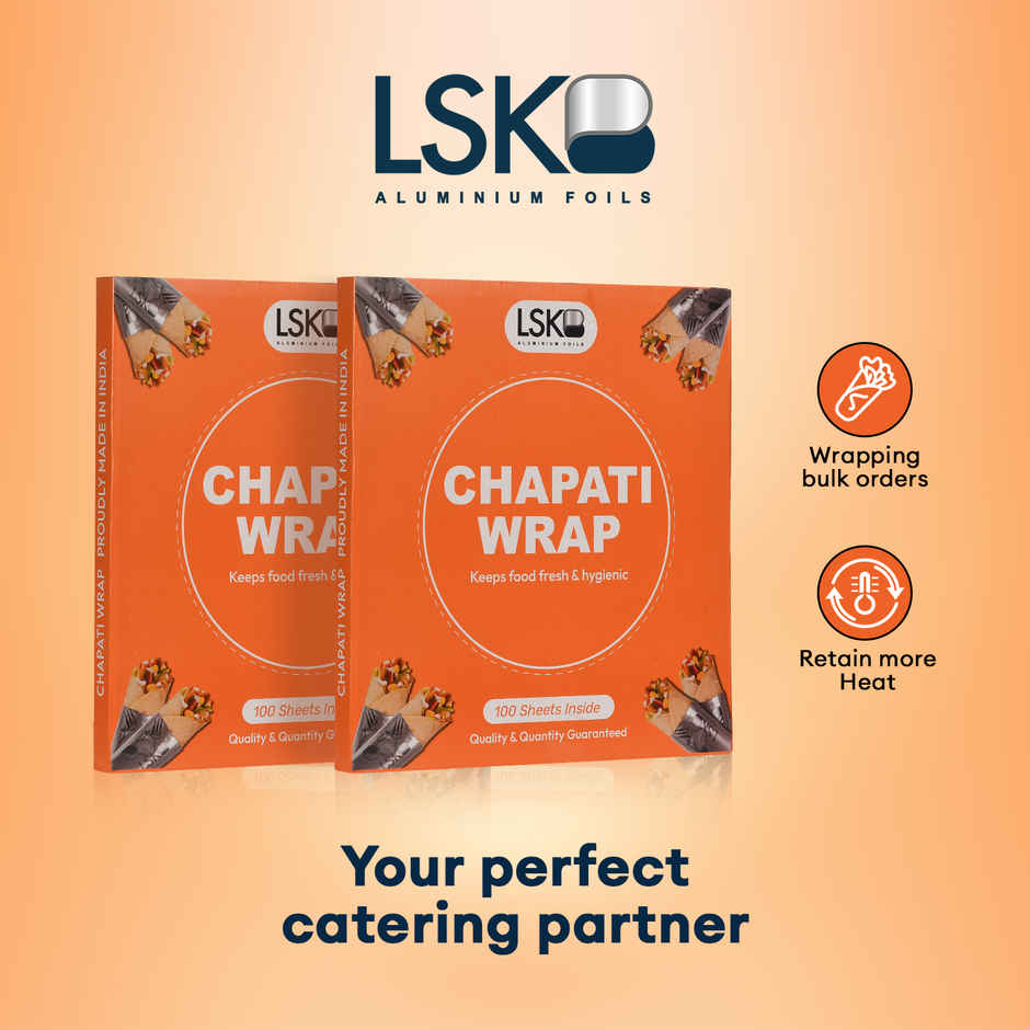 CHAPATI WRAP 100 Pre-Cut Aluminium Foil Sheets