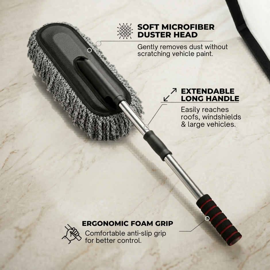 SE7EN Extendable Long Handle Car Duster - Scratch-Free Microfiber Cleaning Brush for Car