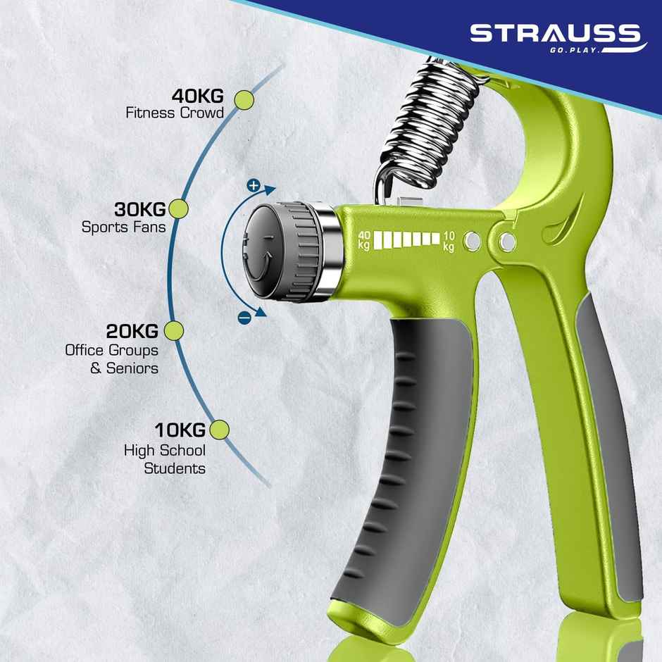Strauss Adjustable Hand Grip Strengthener, (Black/Green)
