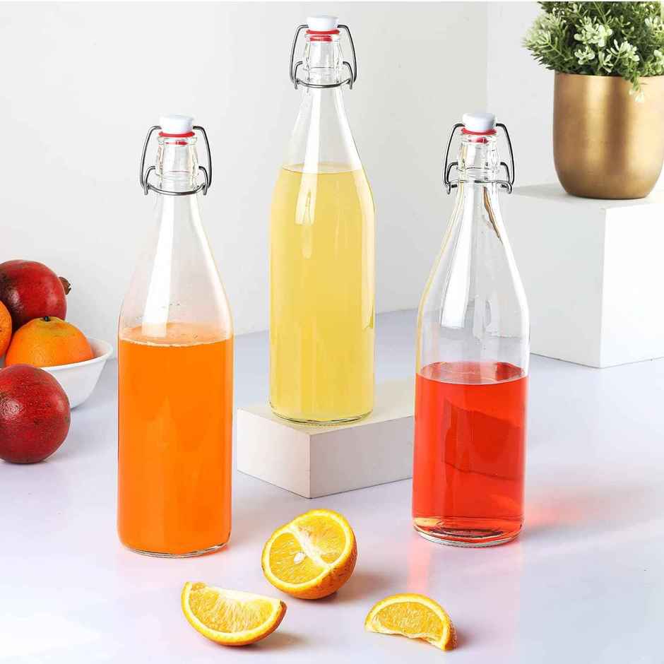 Cello Glass Aquaria Water Bottle Freezer Safe | Clear | 1 L