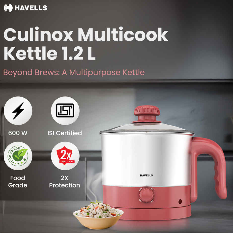 Havells Culinox Multicook Kettle | Food Grade Body with Cool Touch Handle |Pink