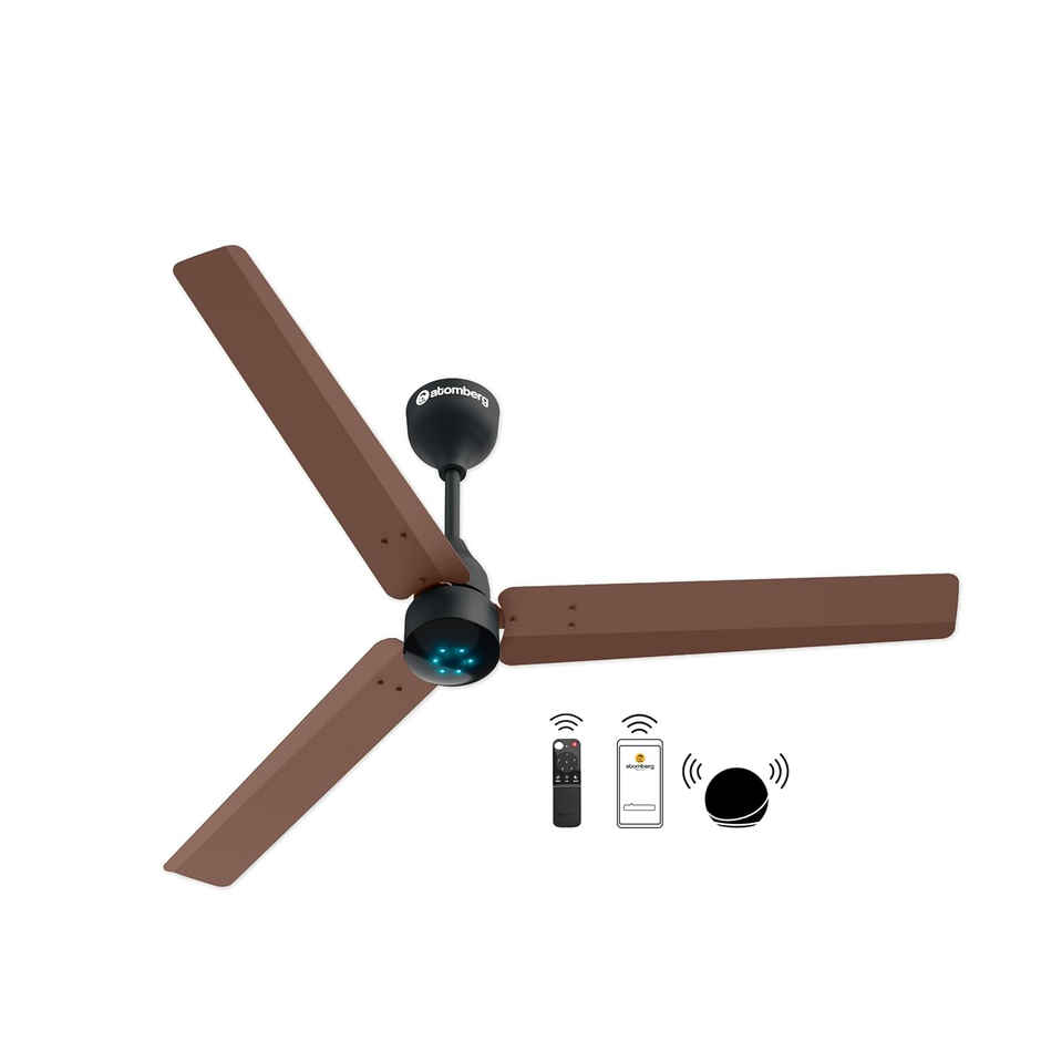 Atomberg Renesa Smart BLDC Ceiling Fan, 1200mm, with IoT & Remote, LED Indicators, Brown & Black
