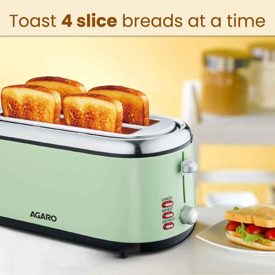 Agaro Royal 4 Slice Stainless Steel Pop Up Toaster