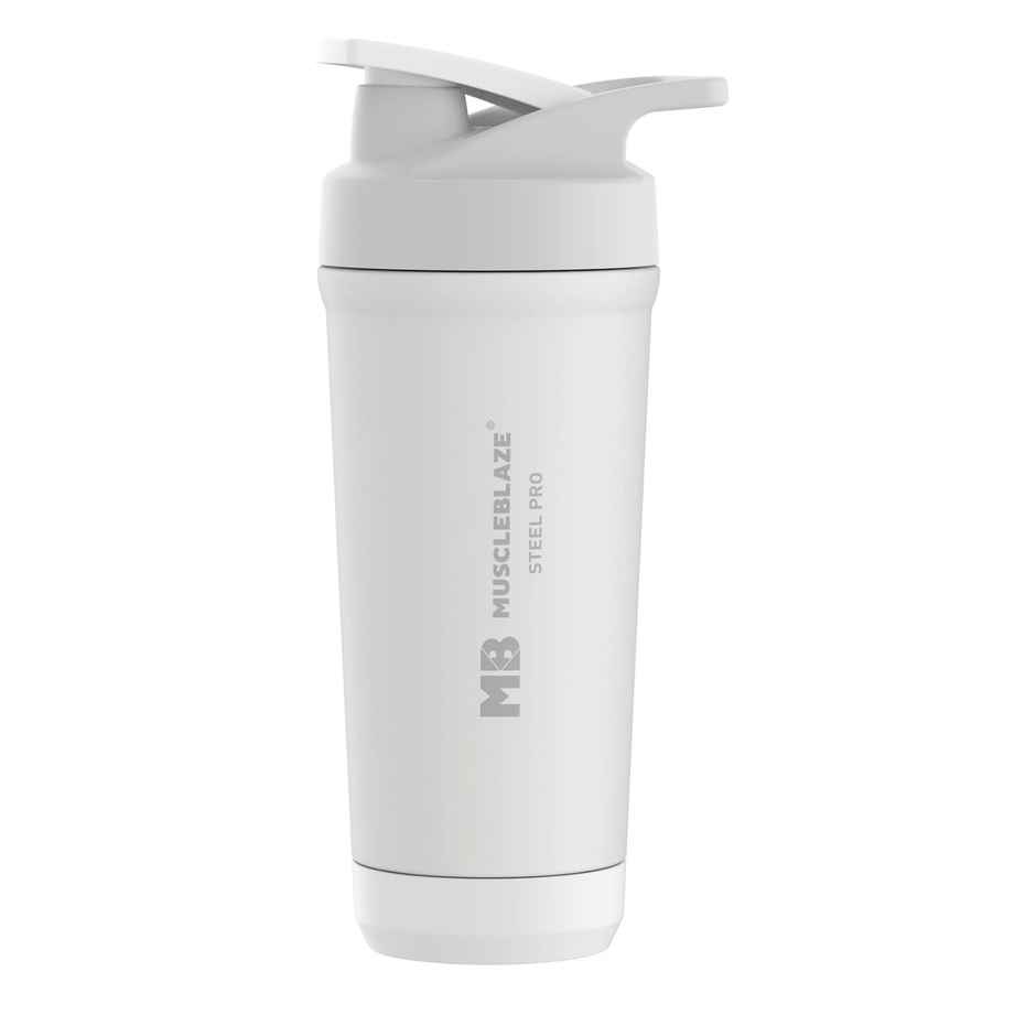 MuscleBlaze Stainless Steel Gym Shaker Pro - White