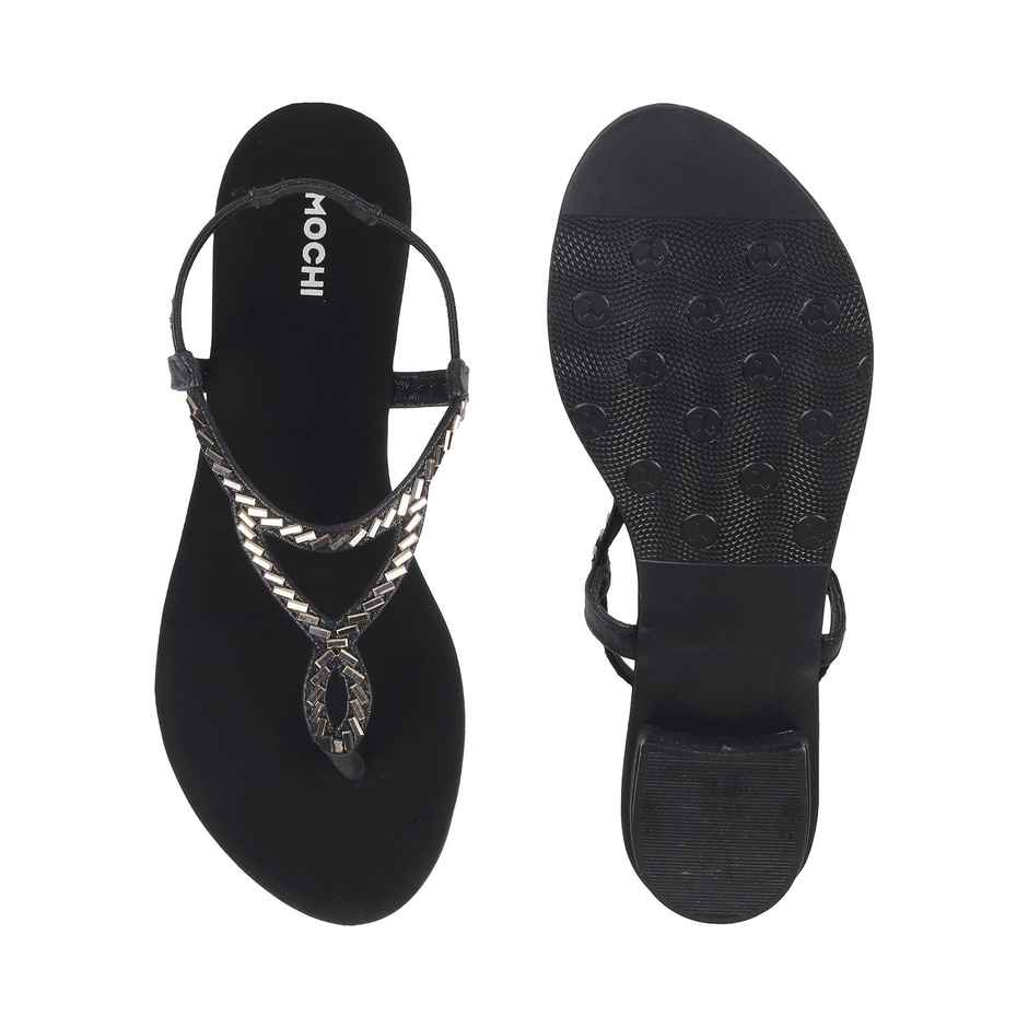 Mochi Women Black Color Sandal Ethnic Size UK 6 (35-4917)