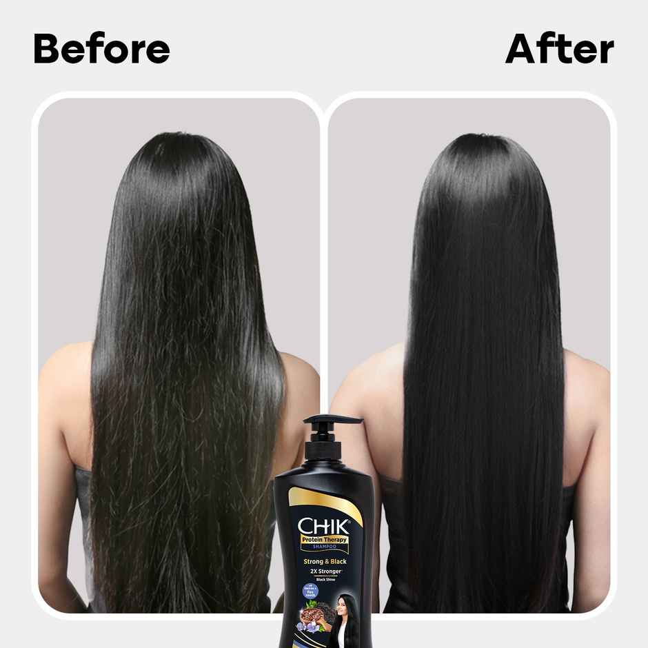 Chik Protein Therapy Shampoo| For Strong & Black Hair | With The Goodness Of Black Tea, and Flax Seeds