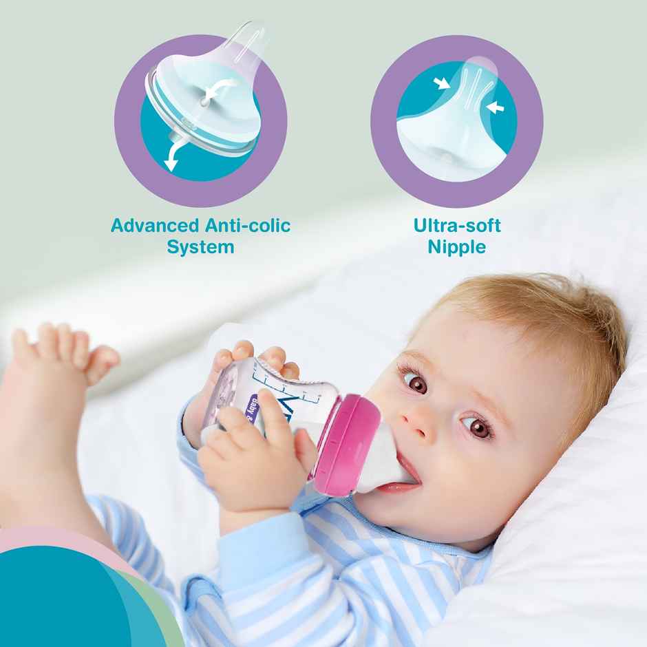 Vega Baby & Mom Tritan Feeding Bottle | 250 ml | Wide Neck - Pink | Bpa-Bps Free | Vbfb4-02