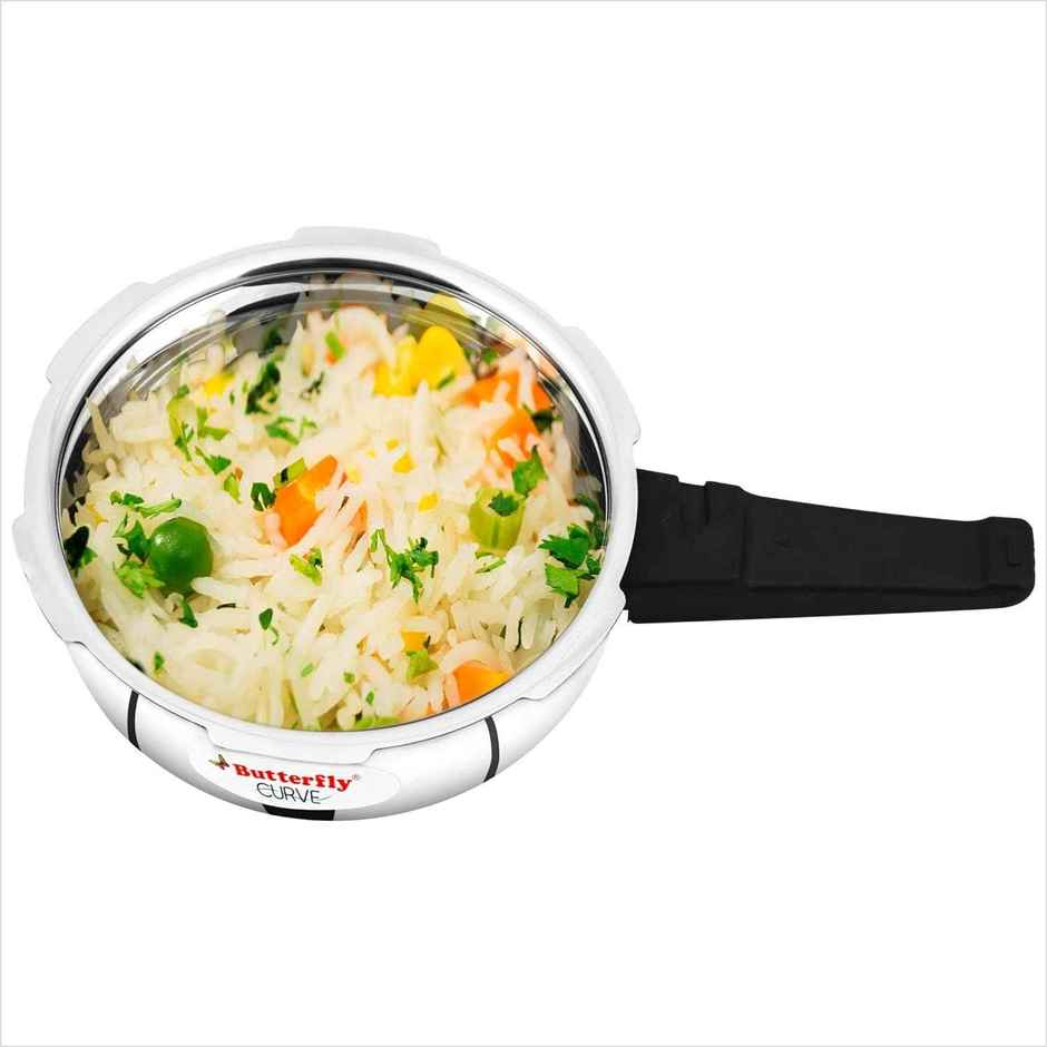 Butterfly Curve Stainless Steel Outer Lid Pressure Cooker, 2 Litre, Silver