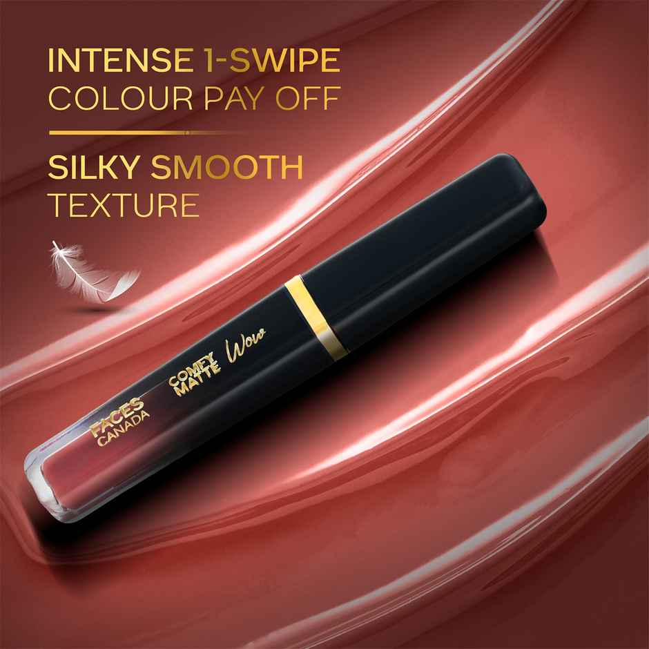 Faces Canada Comfy Matte Wow Liquid Lipstick | Nude Nectar 08, One Swipe Application