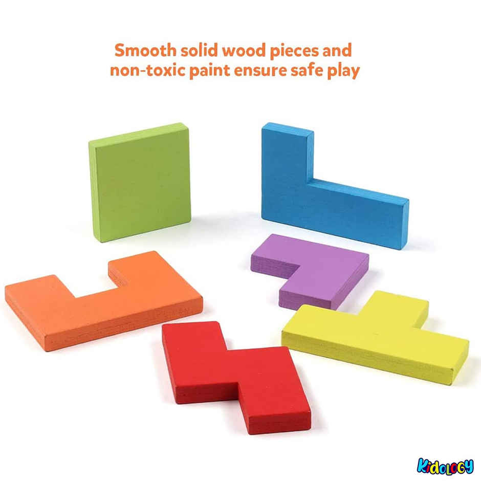 Kidology Wooden 3D Block Puzzle Game | Brain Teaser Toy | Montessori Toys For 1+ Year Old