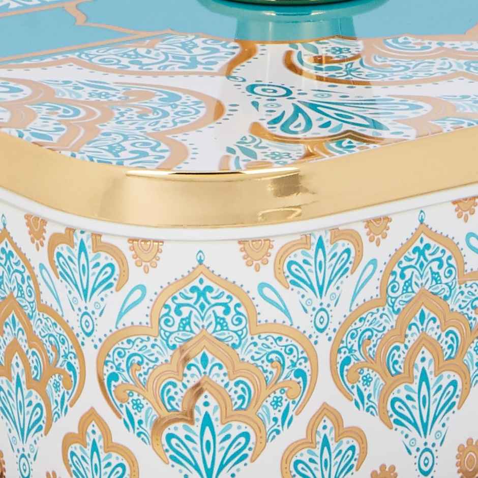 Youbee Dry Fruit Container Tray & Lid Plastic Dry Food Storage Box Gifting Set With 4 Section Blue