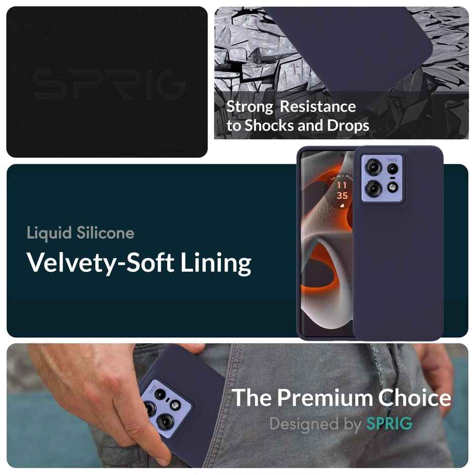 Sprig Liquid Silicon Back Cover/back Case for Moto Edge 50 Pro | Midnight Blue