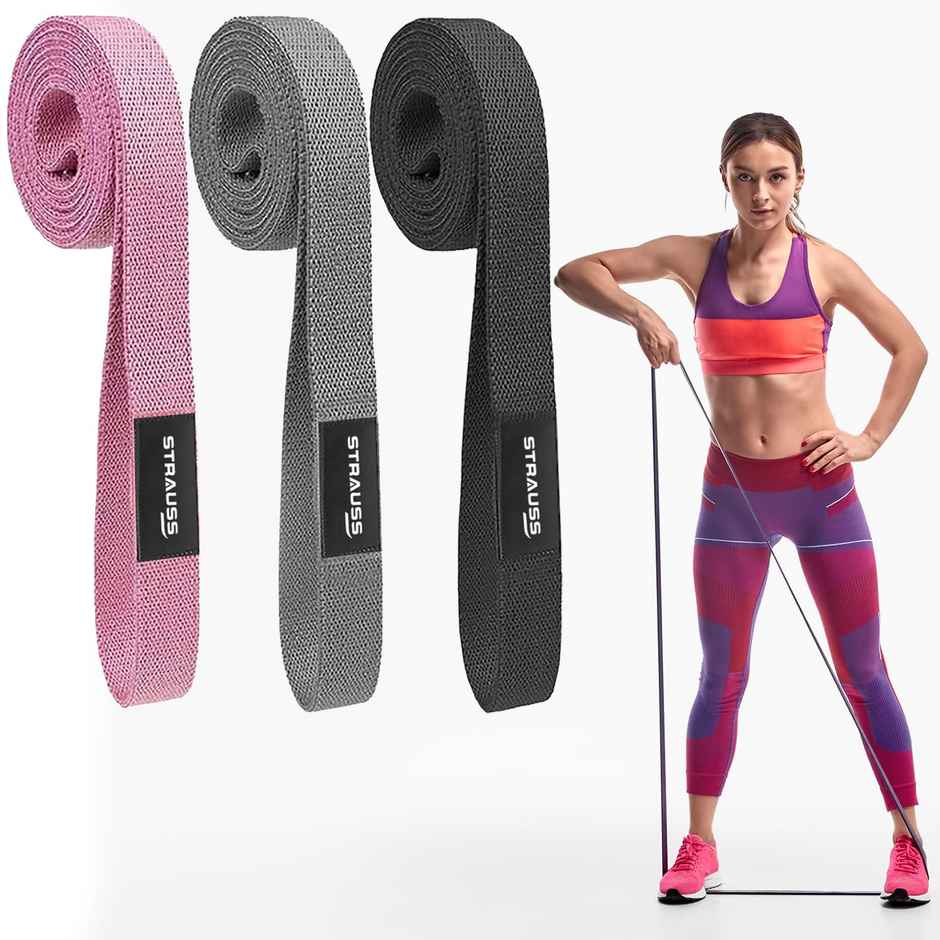 Strauss Premium Fabric Pull up Resistance Bands, (Set of 3)