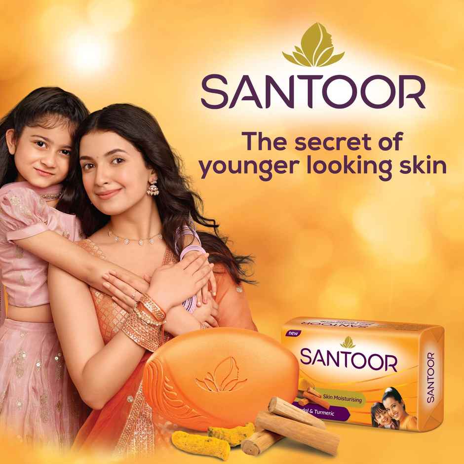 Santoor Skin Moisturizing Sandal and Turmeric Bathing Soap With Anti-Aging Properties