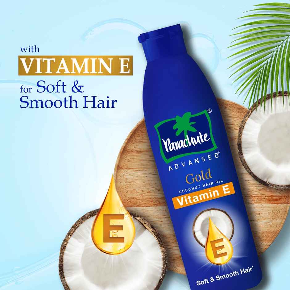 Parachute Advansed Gold Vitamin E Coconut Hair Oil| Long & Soft Hair| No Paraben & Silicones