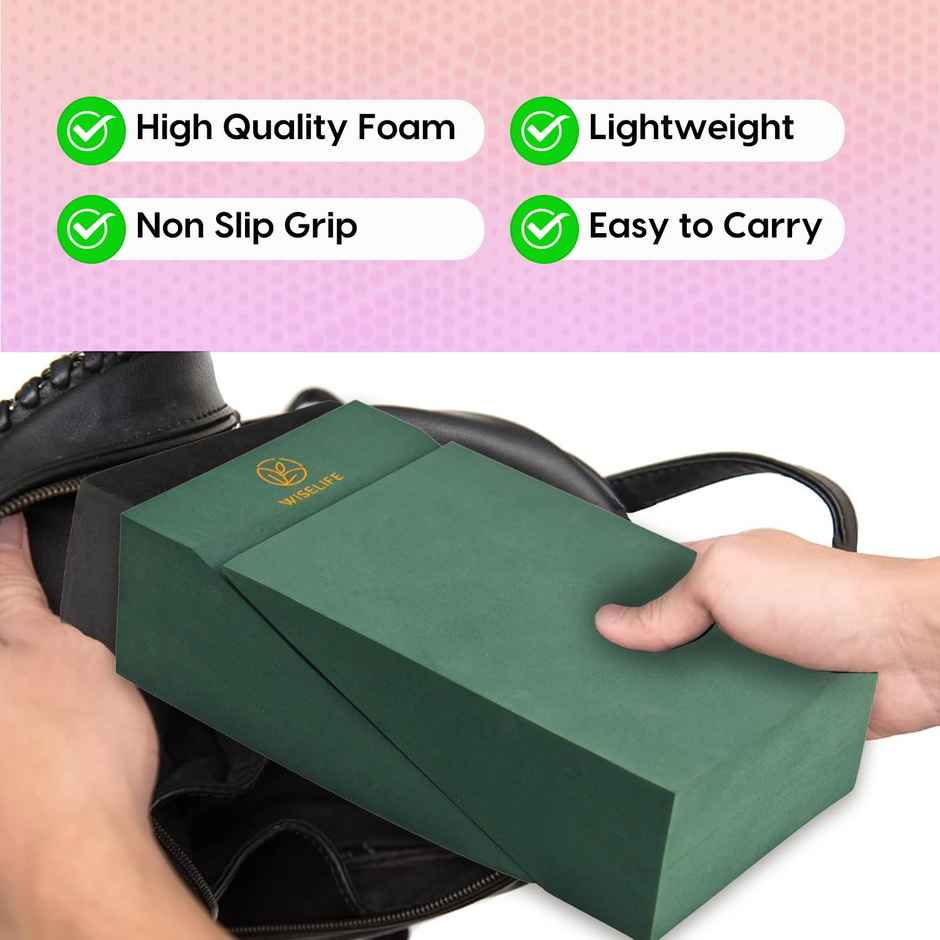 Wiselife Yoga Foam Wedge Blocks - (Set of 2-green)