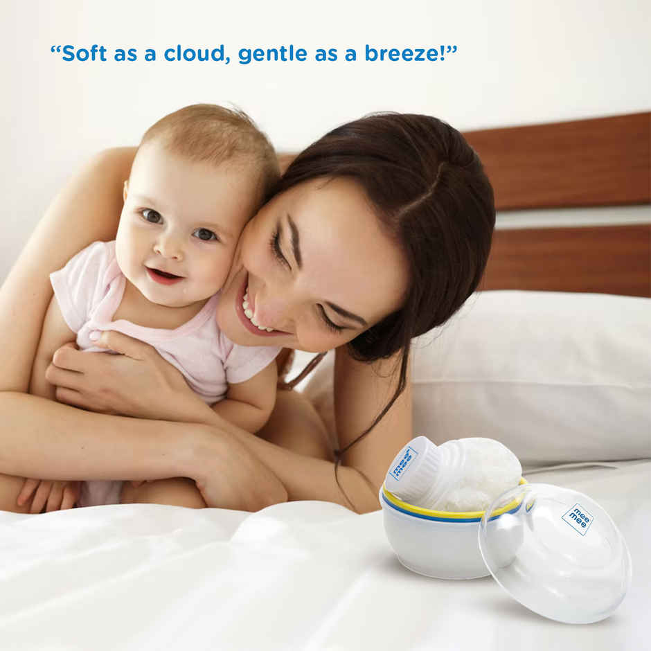 Mee Mee Soft Feel Powder Puff with Box Holder | BPA-Free | Blue