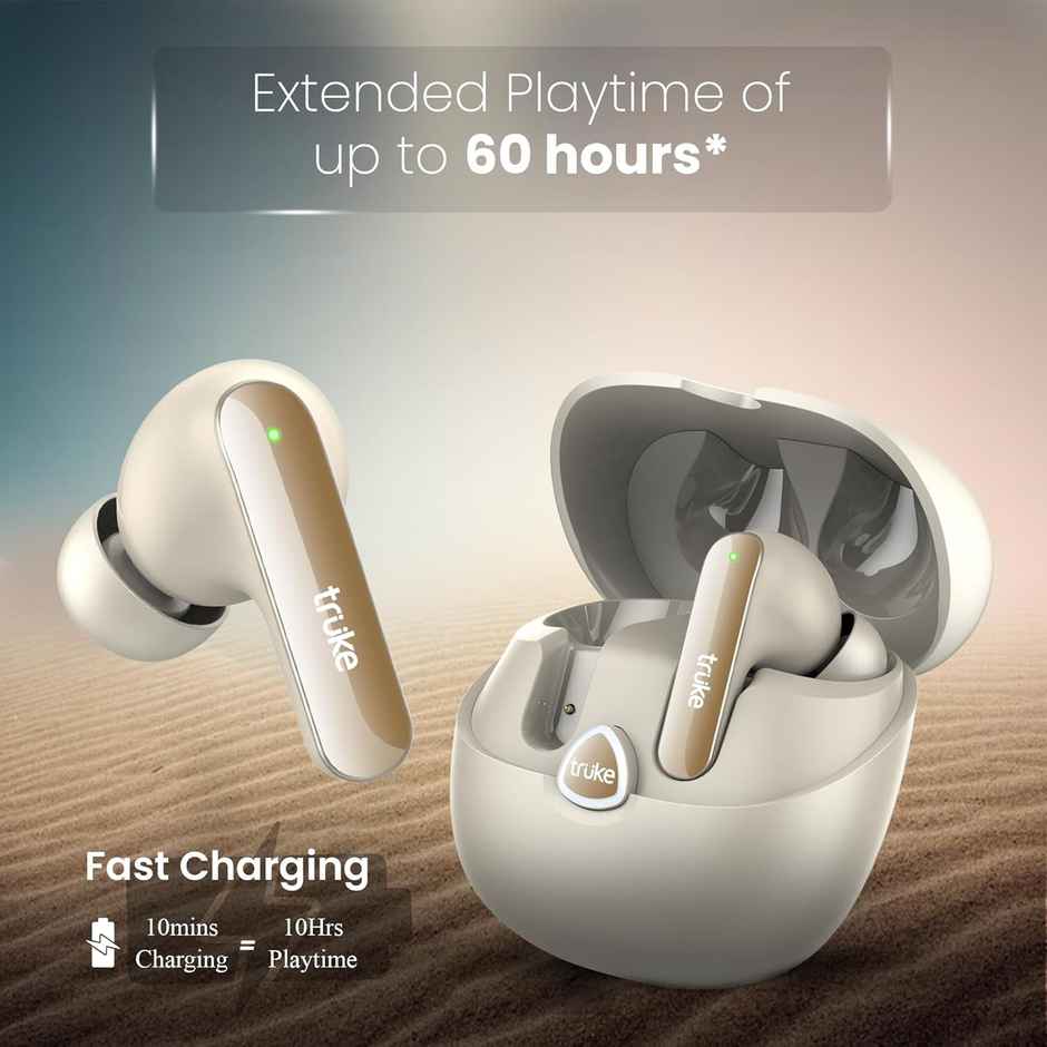 Truke Buds F1 Ultra With 60 Hours Playtime | Spatial Audio | 13mm Drivers | Multi-modes - Champagne Gold
