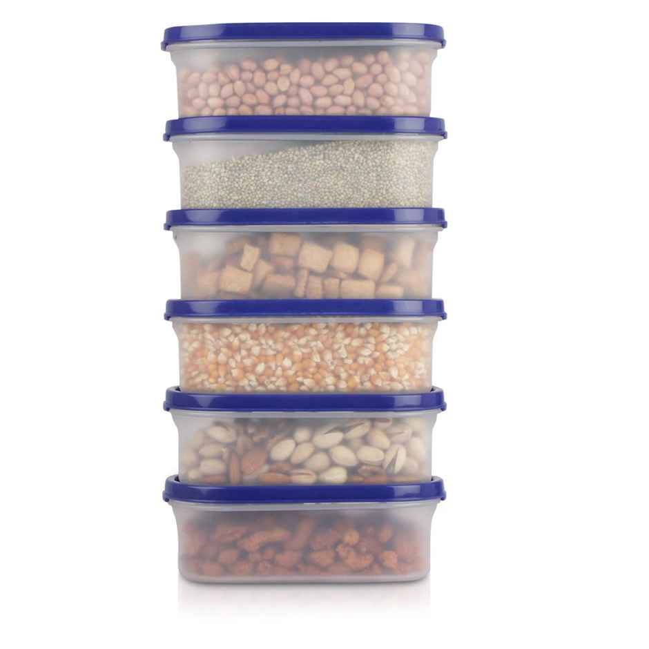 Cutting EDGE 525ml Plastic Modular Storage Containers|Microwave Safe |BPA Free |Set of 6 |Dark Blue