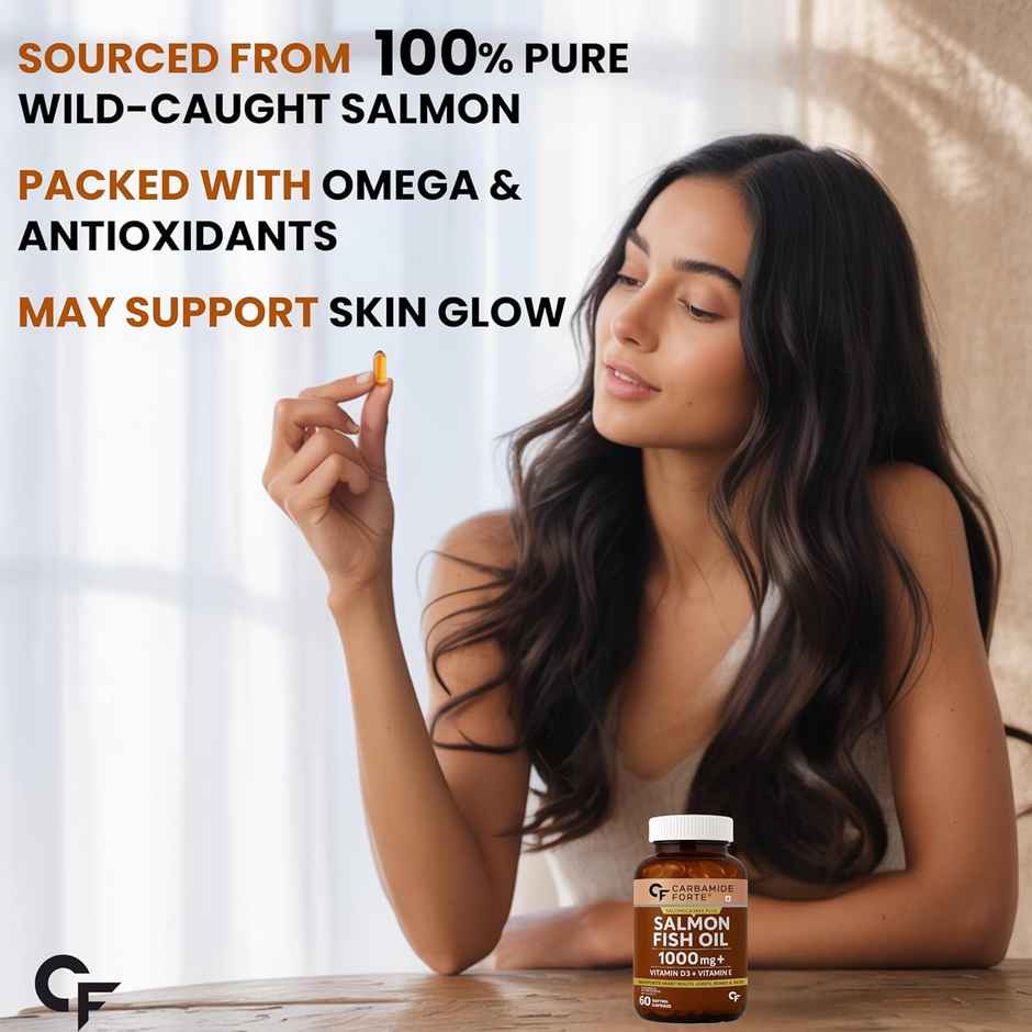 Carbamide Forte Salmon Omega 3 Fish Oil Capsules | Salmon Fish Oil Omega 3 Capsule 1000mg 60 Softgel