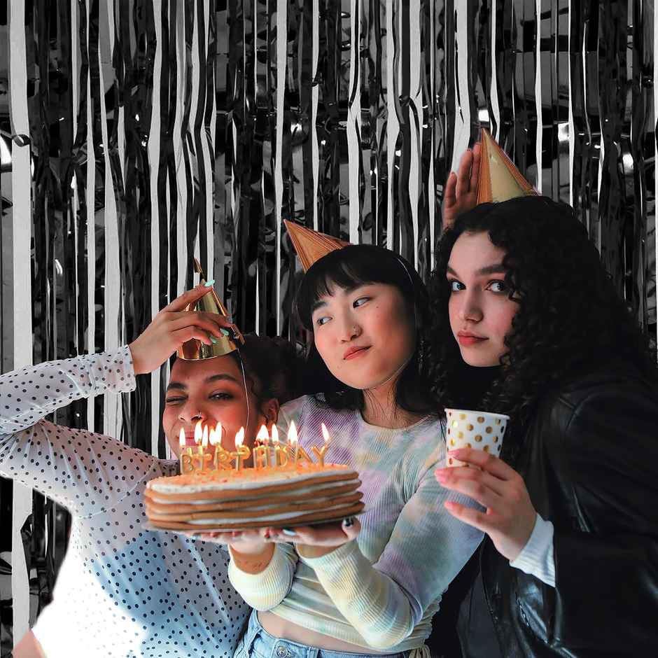 Just Party Pack Of 2 Fringe Curtains Super Shiny | 3 x 6 ft Birthday Party Decoration Kit, Black