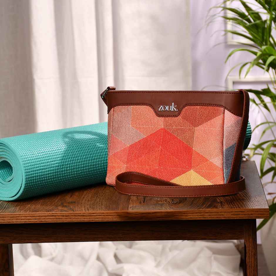 Zouk Women's Geometric Faux Leather 3.6 L Sling Bag | Assorted - One Size