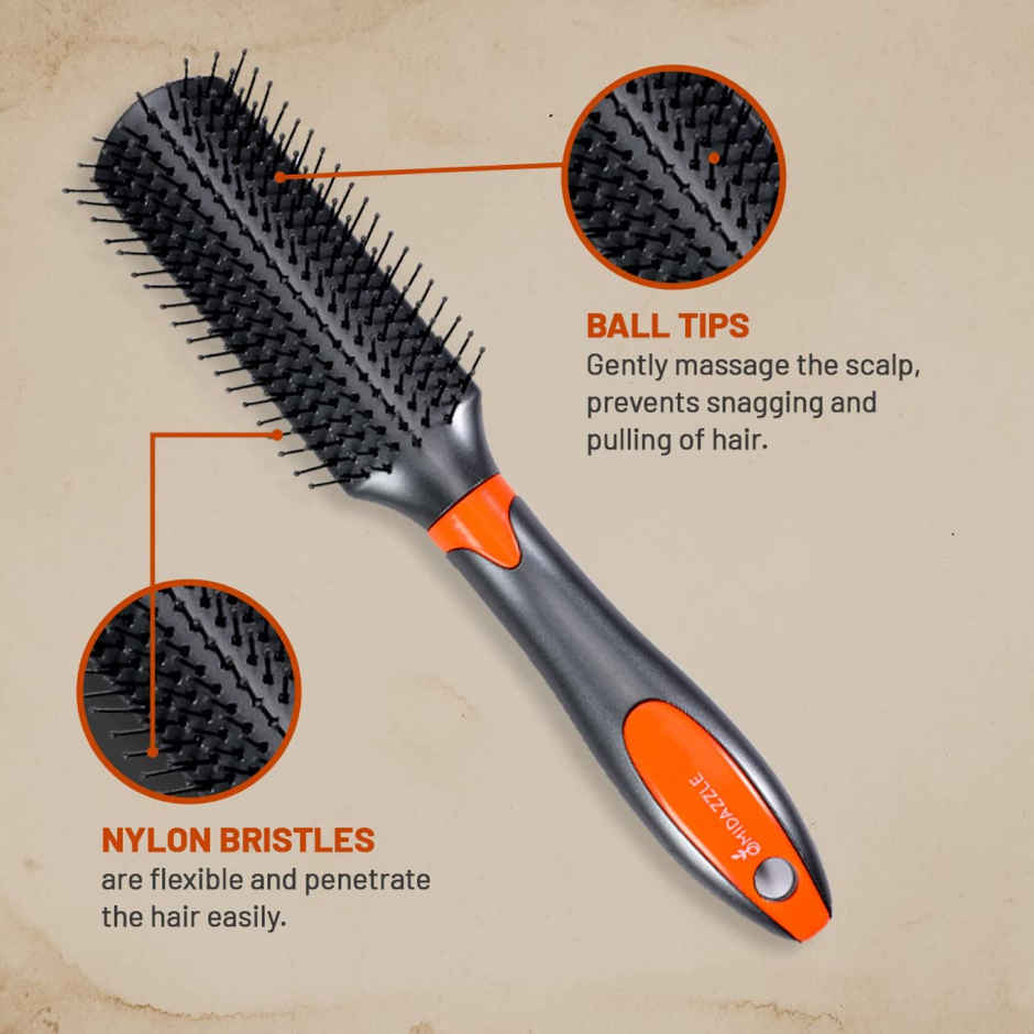 MiDazzle Premium Flat Grey & Orange Hair Brush - M290 MIHB0005