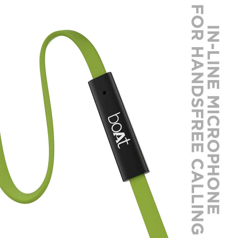boAt Bassheads 220 in-Ear Wired Headphones with Mic (Indi Lime)