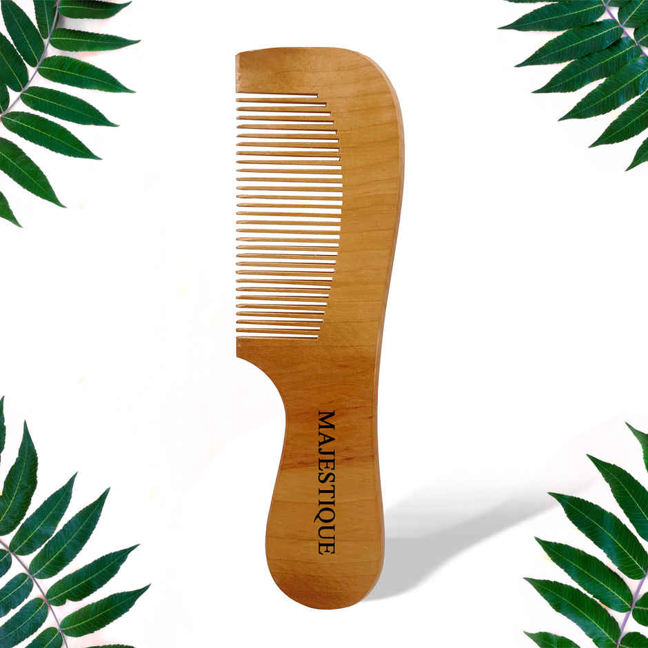 Majestique Men and Women Anti-Static & No Snag Wooden Hair Handle Comb