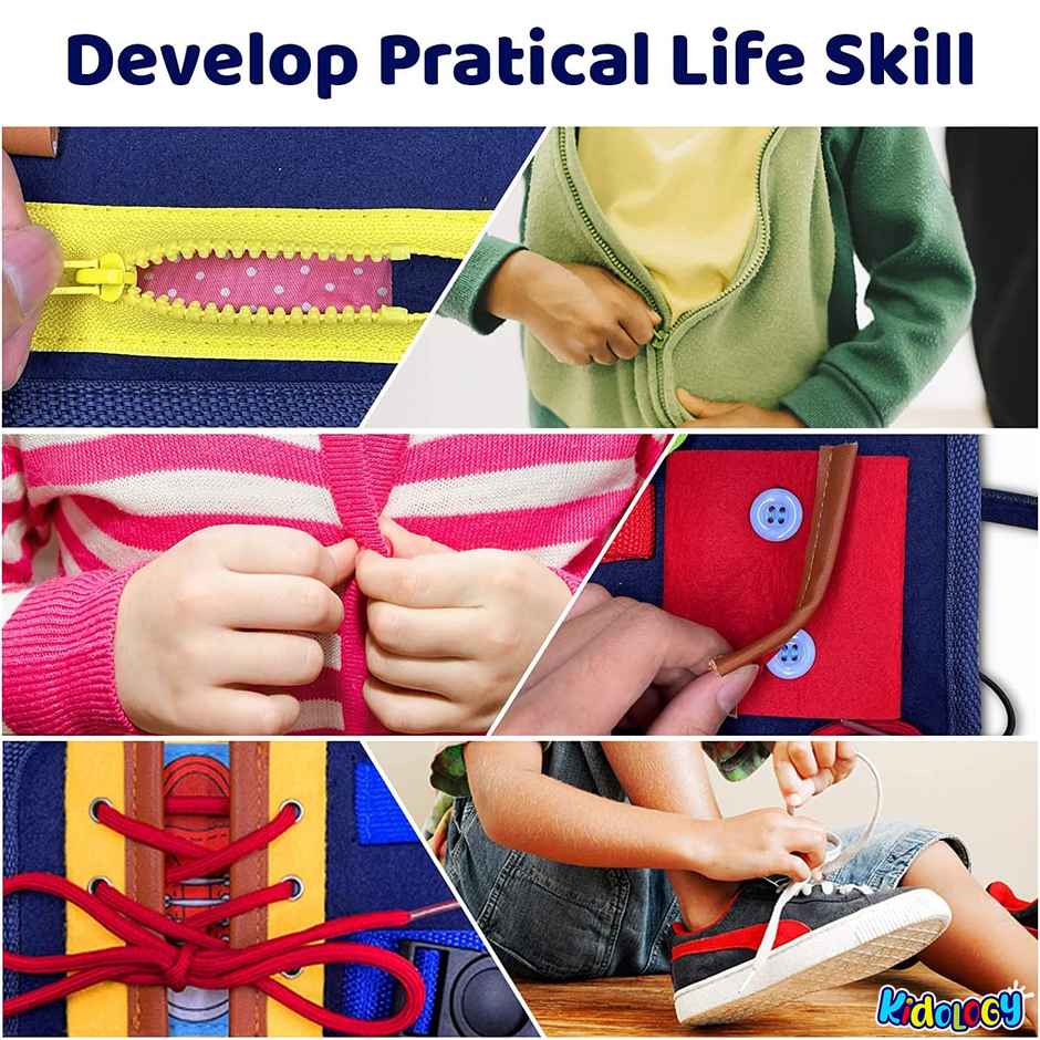 Kidology Montessori Busy Board Toy To Develop Basic Skills, Educational Sensory Board Travel Toys