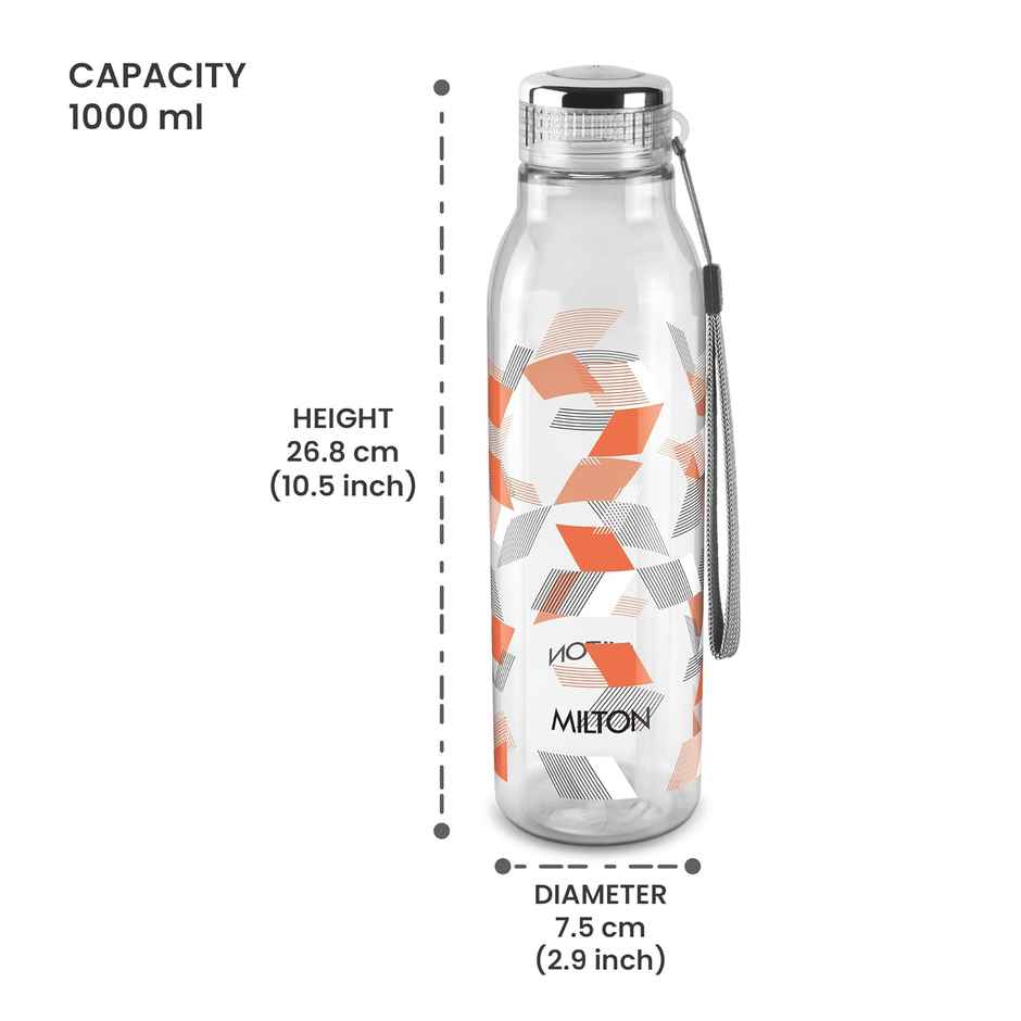 Milton Plastic Helix Pet Water Bottle | Orange | 1 L
