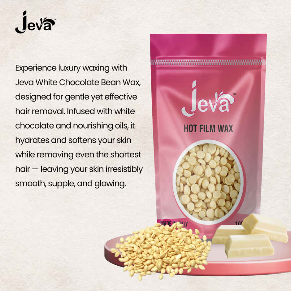 Jeva White Chocolate Film Wax Beads | Creamy Stripless Wax for Sensitive Skin