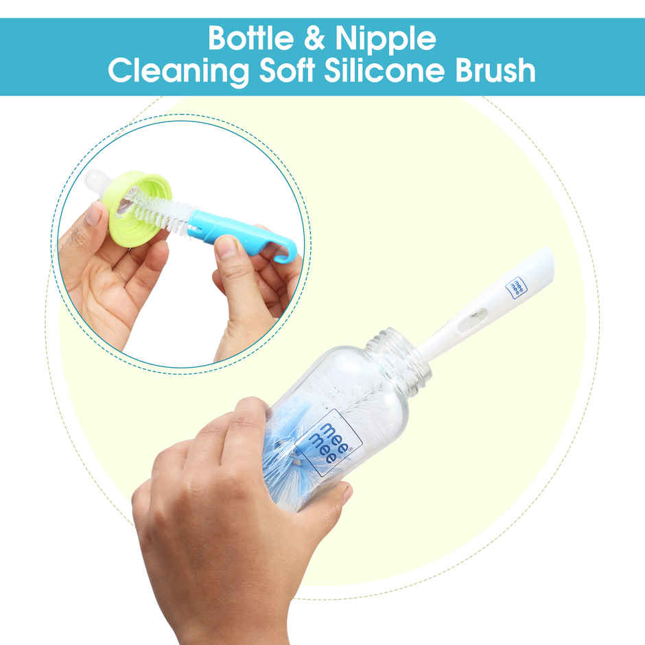 Mee Mee Bottle and Nipple Cleaning Brush with 360-degree Rotary Handle | Blue