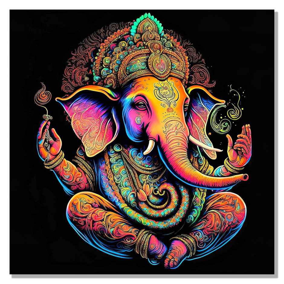 Indianara Lord Ganesha Canvas Painting for wall decoration | 20 x 20 inch - 10413