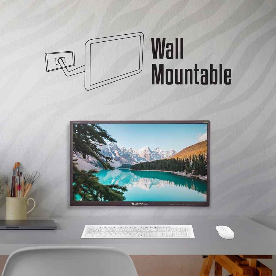 Zebronics Zeb-V19Hd 18.5 Inch (46.99 Cm) Led Monitor with Supporting Hdmi, Vga Input, Hd 1366 X 768 Pixels, 16.7M Colors, Glossy Panel, Slim Design & Wall Mountable - Black