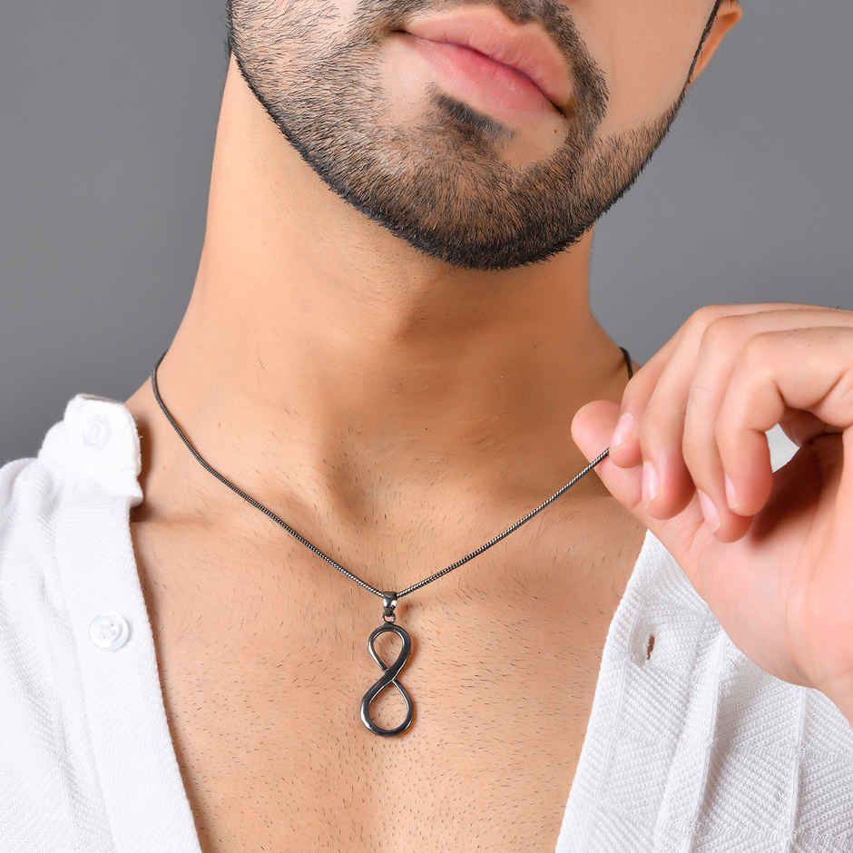 Voylla Eclipse Statement Infinity Black Mens Pendant