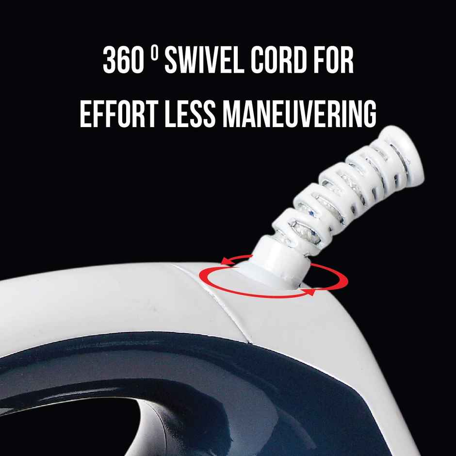 Havells Glydo 1000 Watt Dry Iron | Non Stick Sole Plate | Easy Grip Temp. Knob | Charcoal Blue