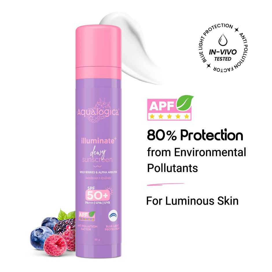 Aqualogica Illuminate+ Dewy Lightweight Sunscreen Gel SPF 50+ PA++++ for All Skin Types Combo