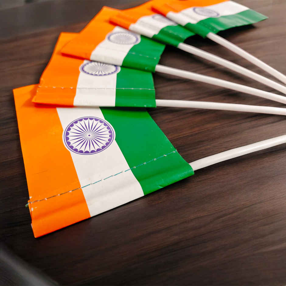 Indian National Paper Flag | Pack of 5 | Handheld Flags | House Of Festivals