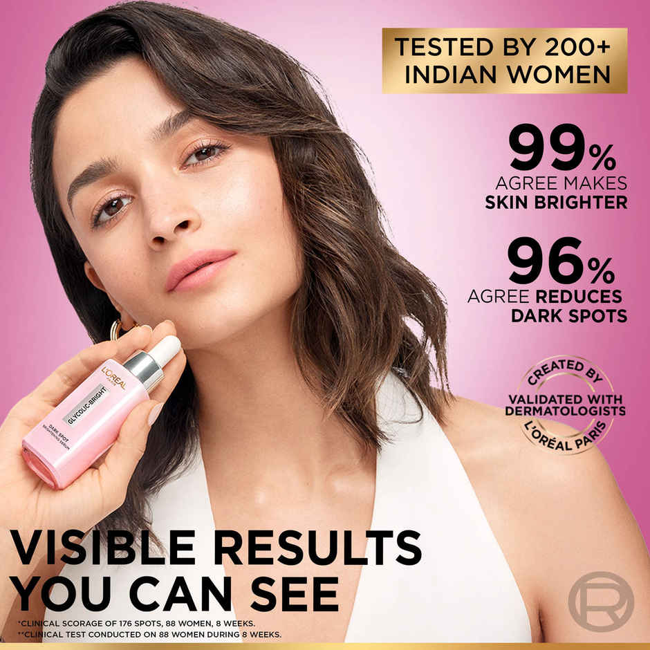 L'Oreal Paris Glycolic Bright 8% Melasyl + Niacinamide Face Serum for Brightening Dark Spots