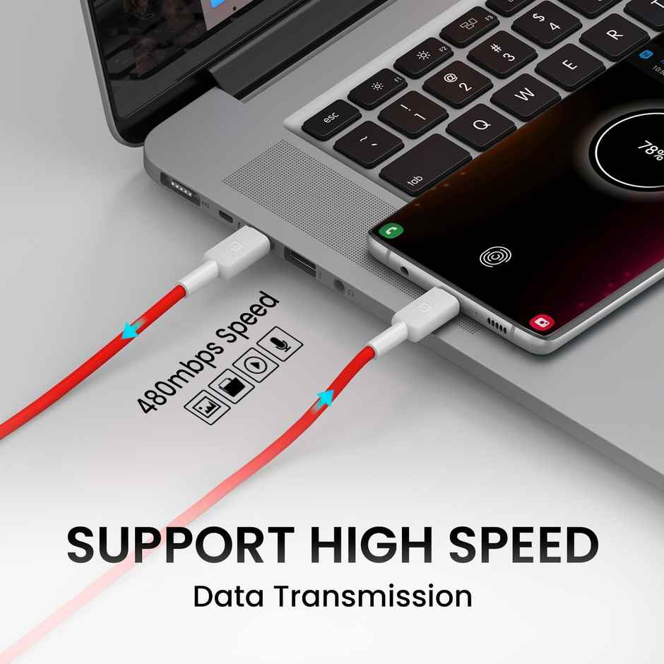 Portronics Konnect Link C Square 100W Type C to C Fast Charging PD Cable | 480Mbps Data - Red