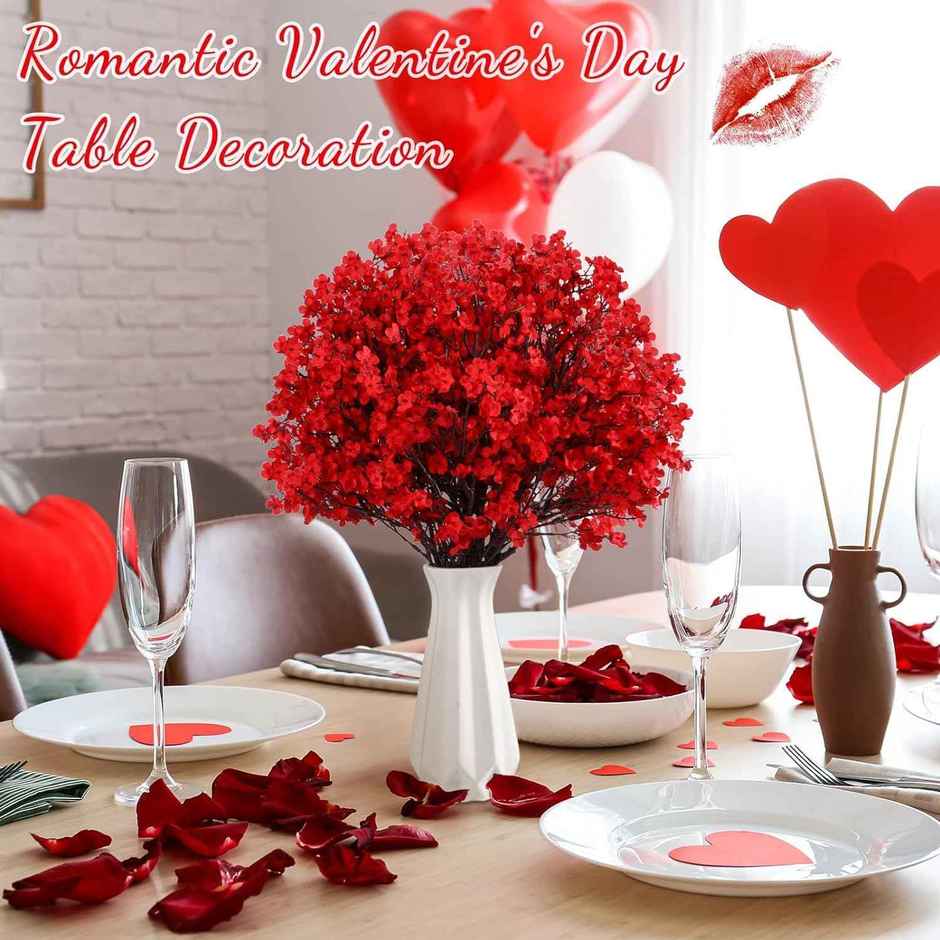 Artificial Gypsophila Flowers Bunches Without Vase Set  of 5 | Tied Ribbons