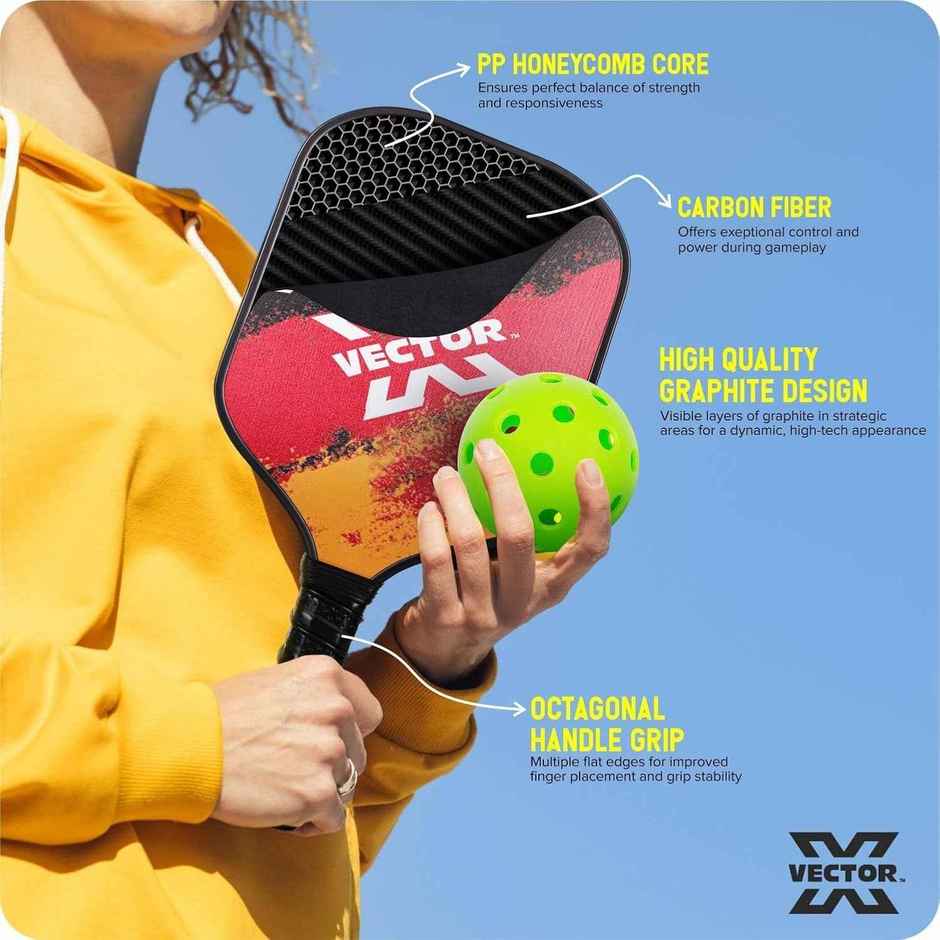 Vector X FIRE Pickleball Set | 2 Pickle Rackets + 4 Pickle Balls