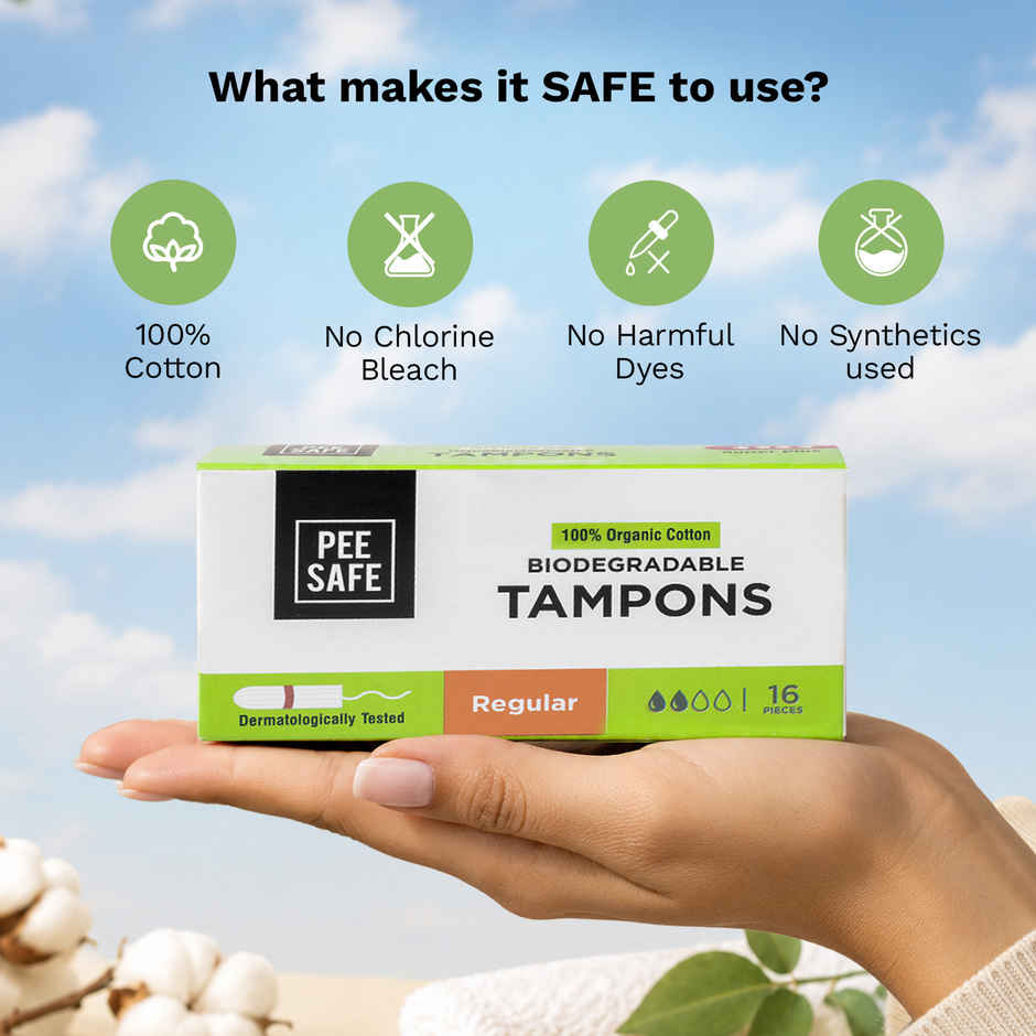 Pee Safe Regular Tampons for Light Flow | High-Absorbant & Leak-Proof Protection