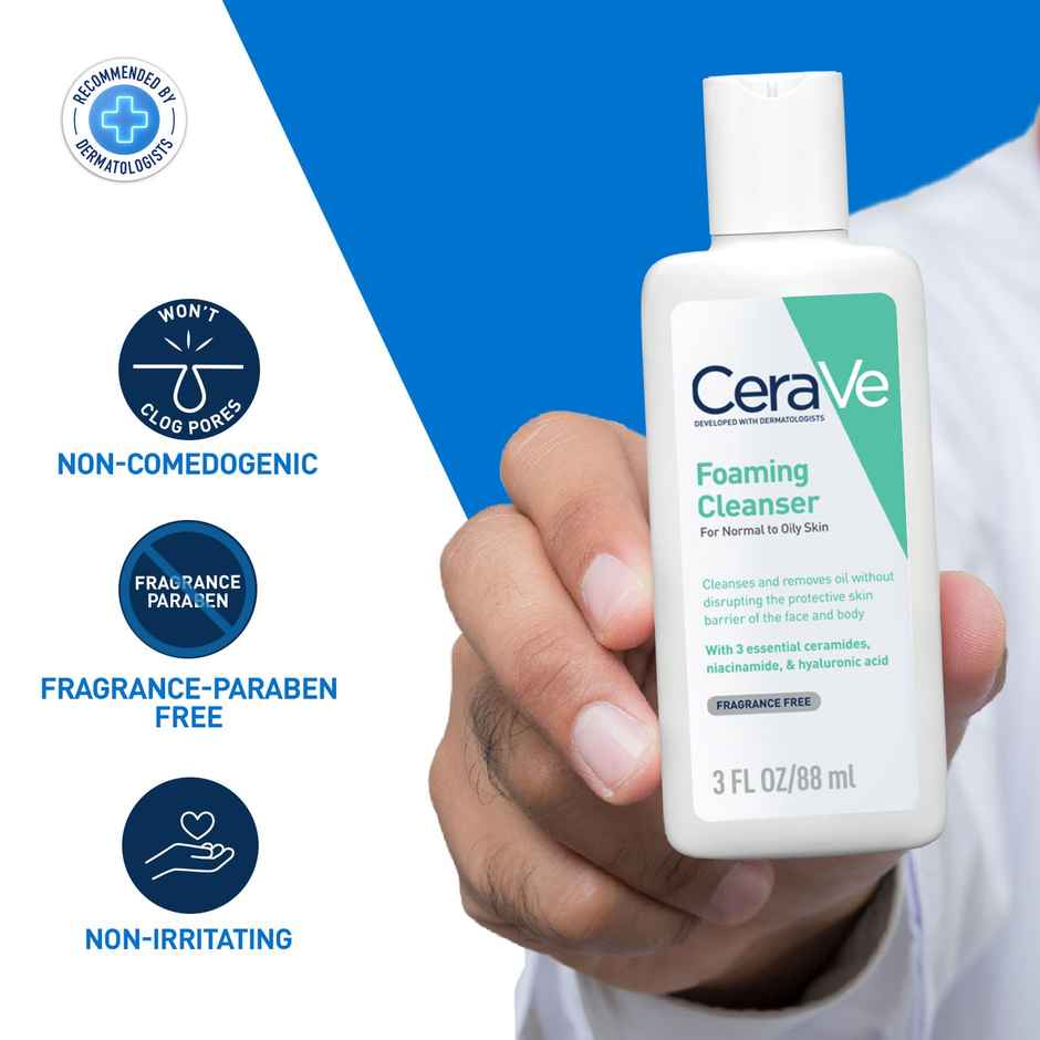CeraVe Foaming Cleanser Face Wash For Oily Skin With Hyaluronic Acid, Ceramides & Niacinamide