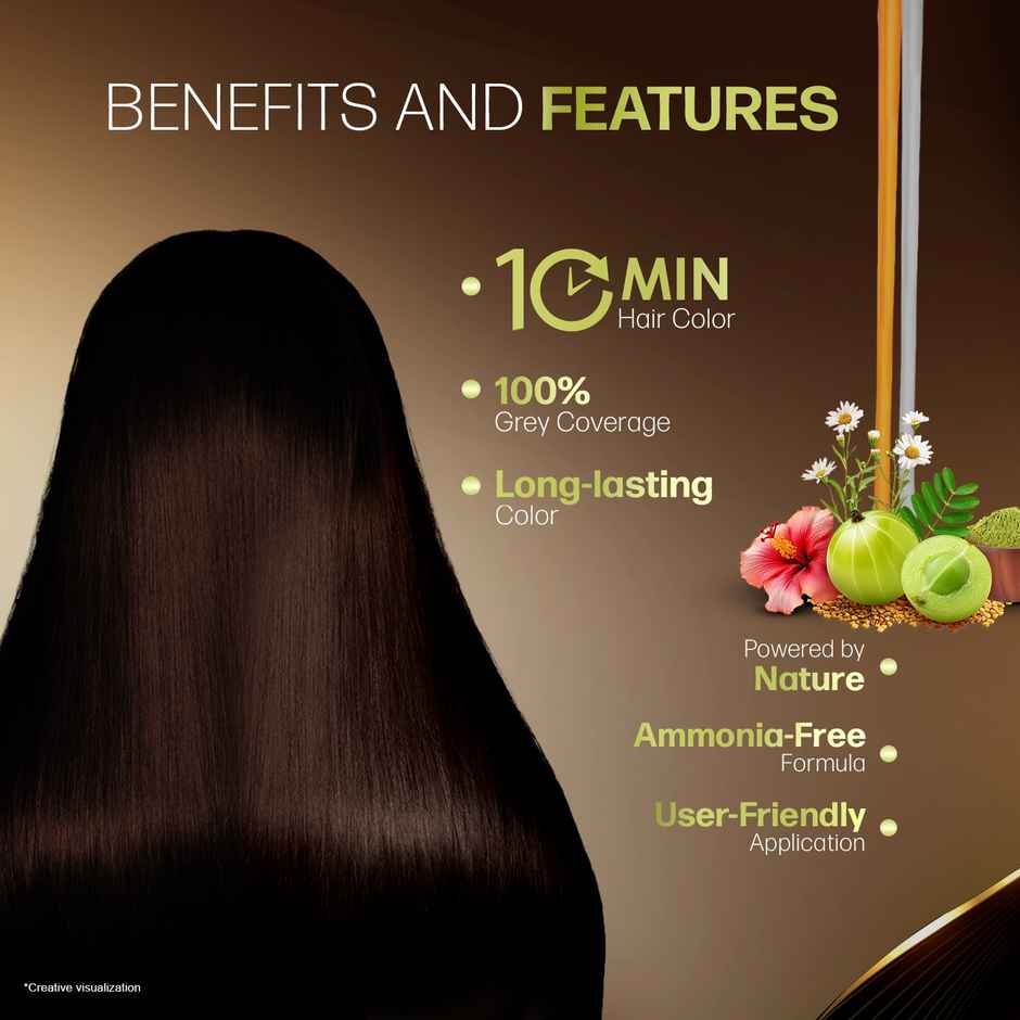 Indica 10-Minute Hair Color Shampoo | Ammonia-Free with 5 Herbal Extracts | Dark Brown
