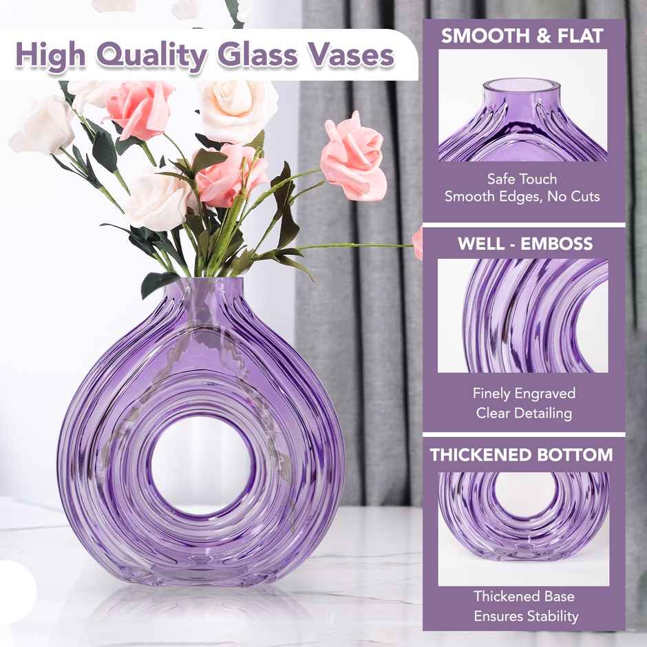 Ekhasa 100% Crystal Glass Vase Flower Pot For Home Decoration | Center Table Decorative Items