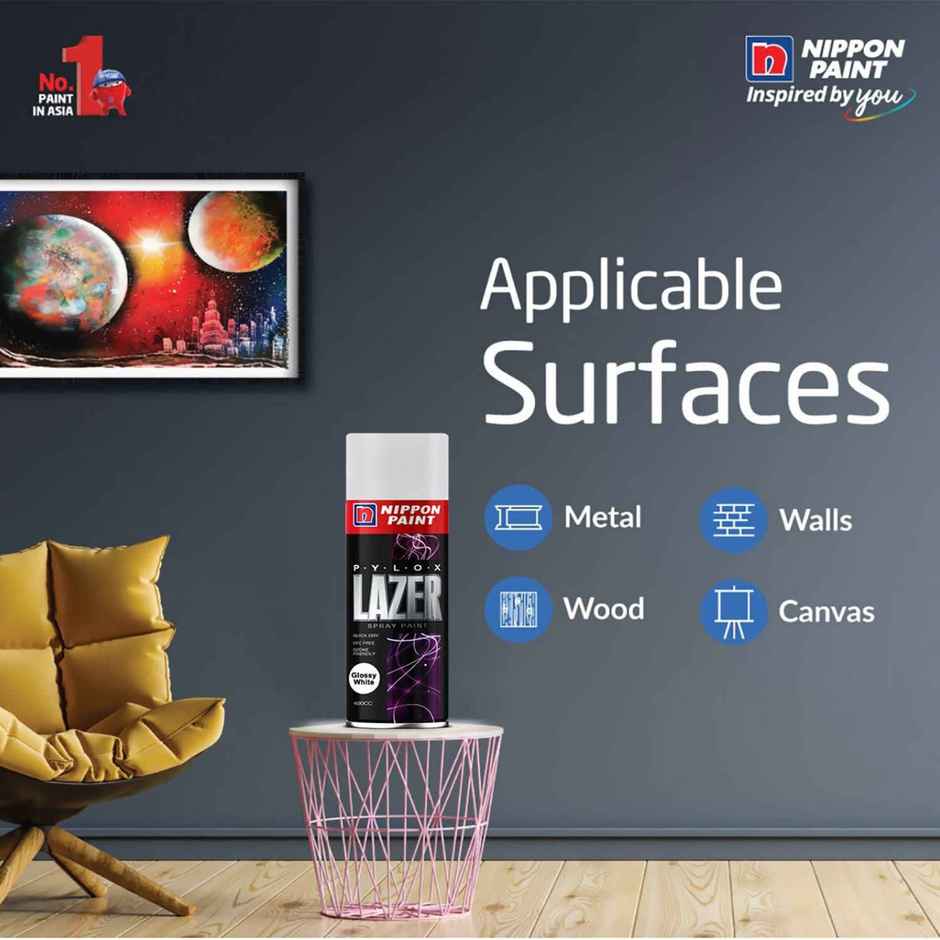 Nippon Pylox Spray Paint | Glossy White | Fast-Drying & High Gloss